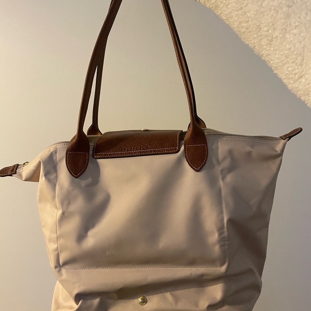 Brown Trim Cream Tote Bag - Picture 3 of 7